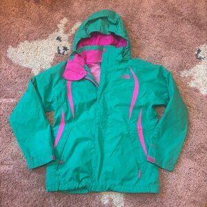 The North Face SKI Jacket Girls L 14/16 Pink Teal HyVent Hooded Coat Winter